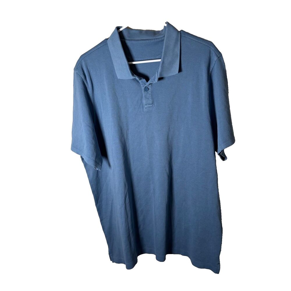 Lululemon Polo Men's Medium Blue Short Sleeve Collared Athletic Active Shirt